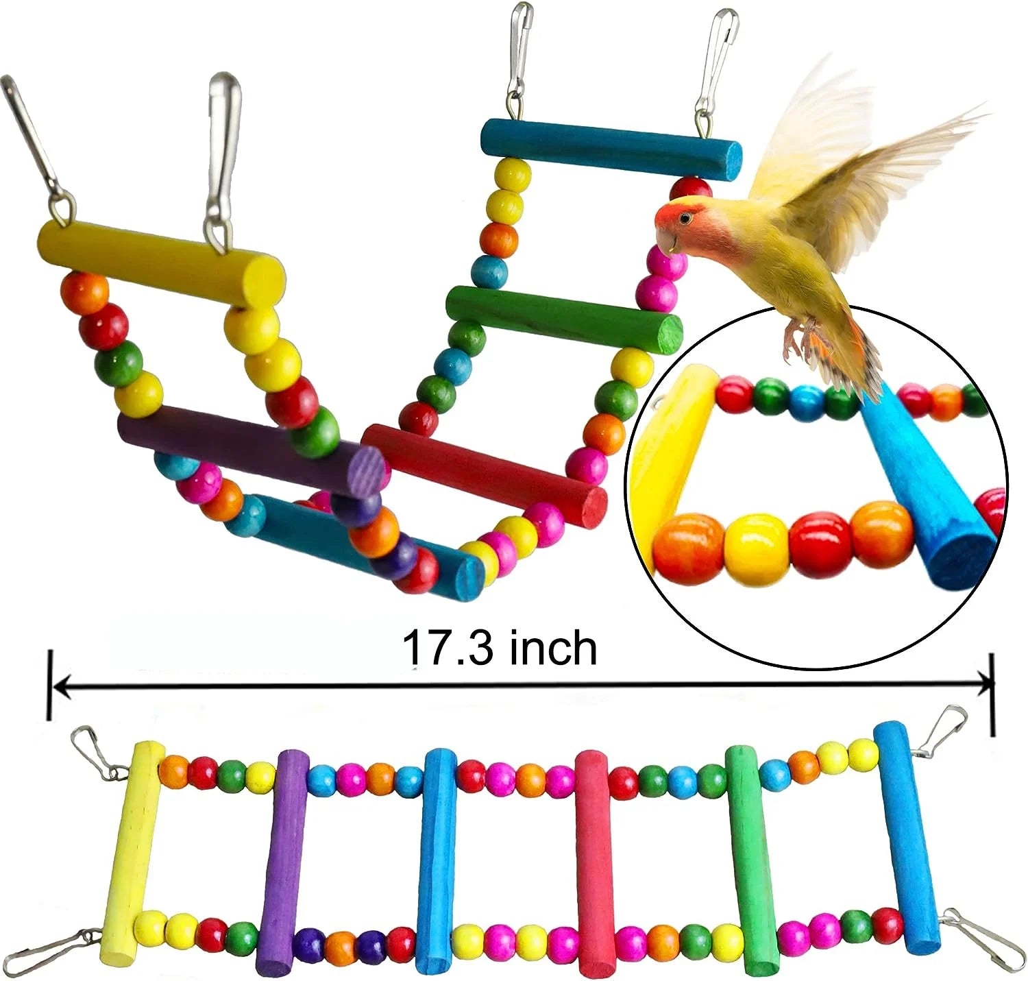 6-Pack Bird Toys – Parrot & Parakeet Hanging Chew & Swing Set