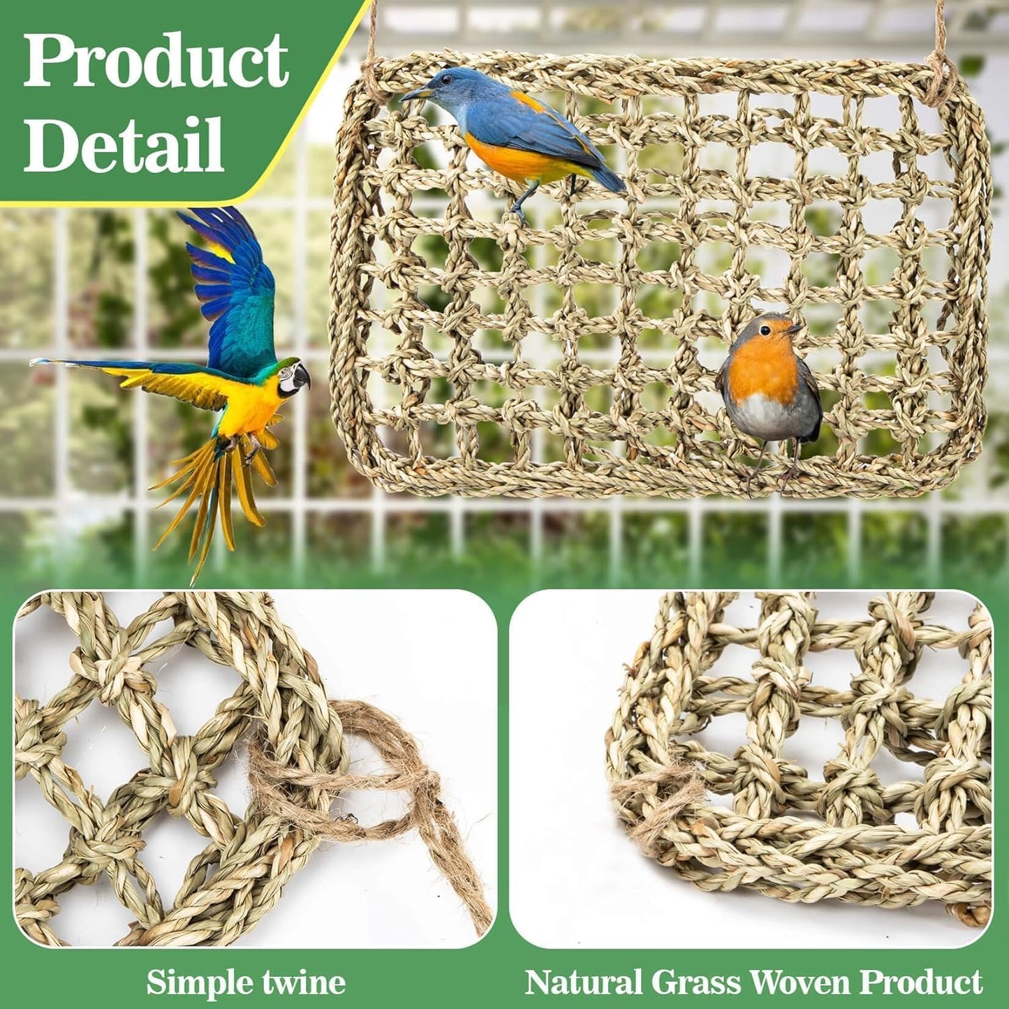 Seagrass Bird Mat for Parakeets & Cockatiels – Foraging Climbing Toy