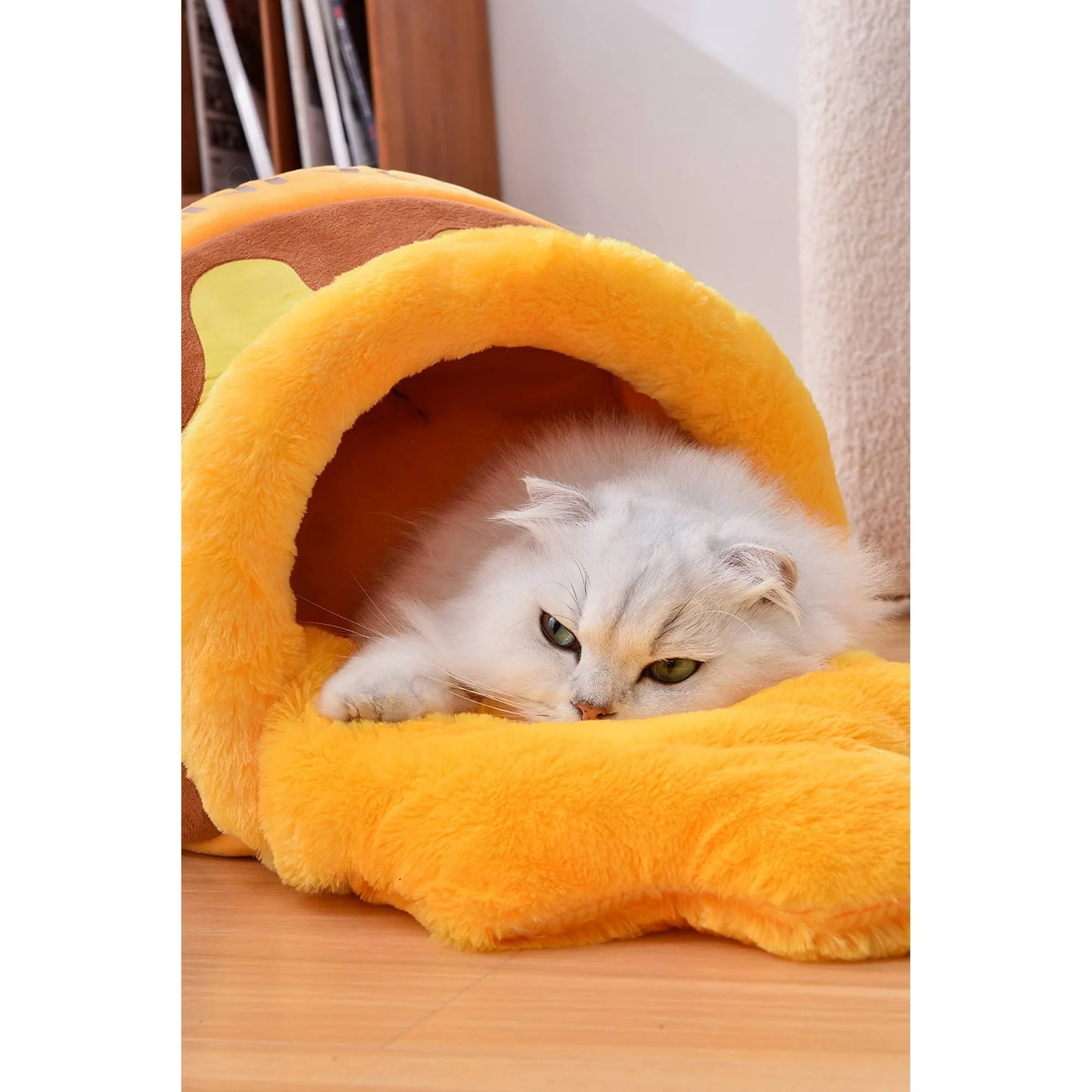 Honey Pot Cat Bed with Memory Foam – Cozy Indoor Cat House with Washable Cushion (Large)