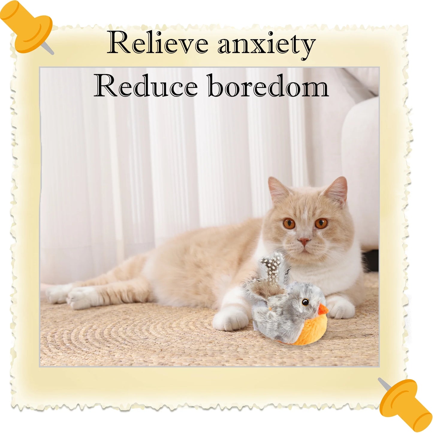 Interactive Chirping Bird Cat Toy – Automatic Sound Play