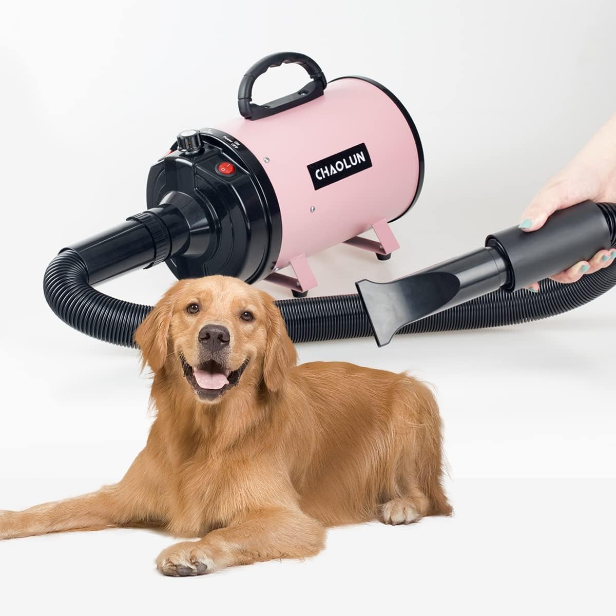 High-Velocity Dog Grooming Dryer with Heater (Pink)