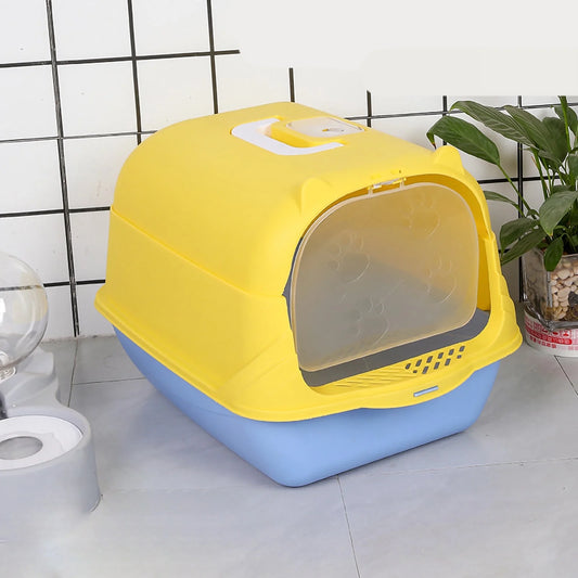 Enclosed Cat Litter Box with Hood & Door for Large Cats