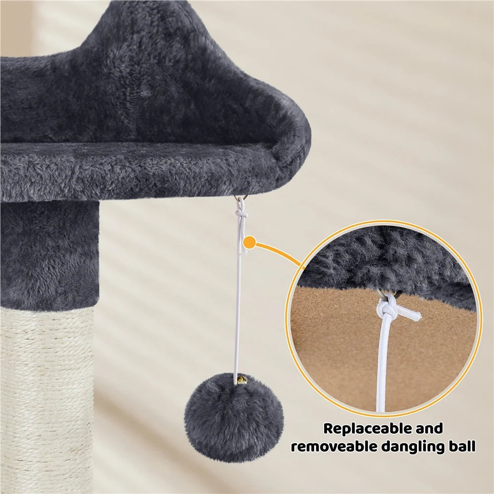 Cat Tree Tower with Hammock, Basket & Scratching Posts – Dark Gray, 54" (137 cm)