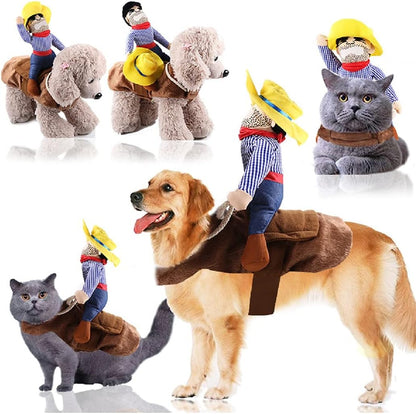 Halloween Cowboy Pet Costume – Funny Dog & Cat Outfit (XL)