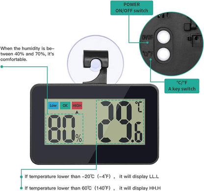 Reptile Digital Thermometer Hygrometer – Black