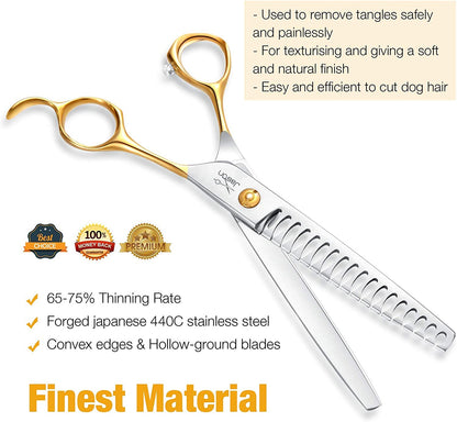 7.5" (19 cm) Pet Grooming Chunker Shears – 18-Tooth Thinning Scissor for Dogs & Cats