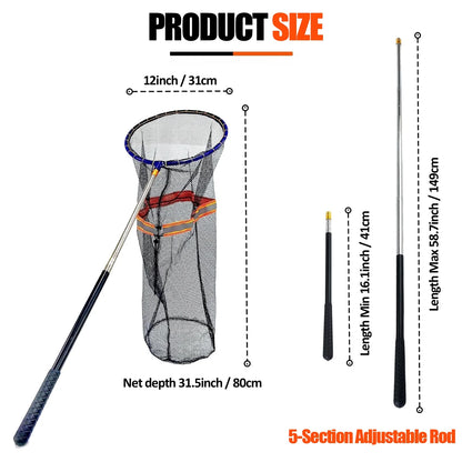 Telescopic Snake Catcher Net with Drawstring, 16 to 58.7 Inch (40–149 cm)
