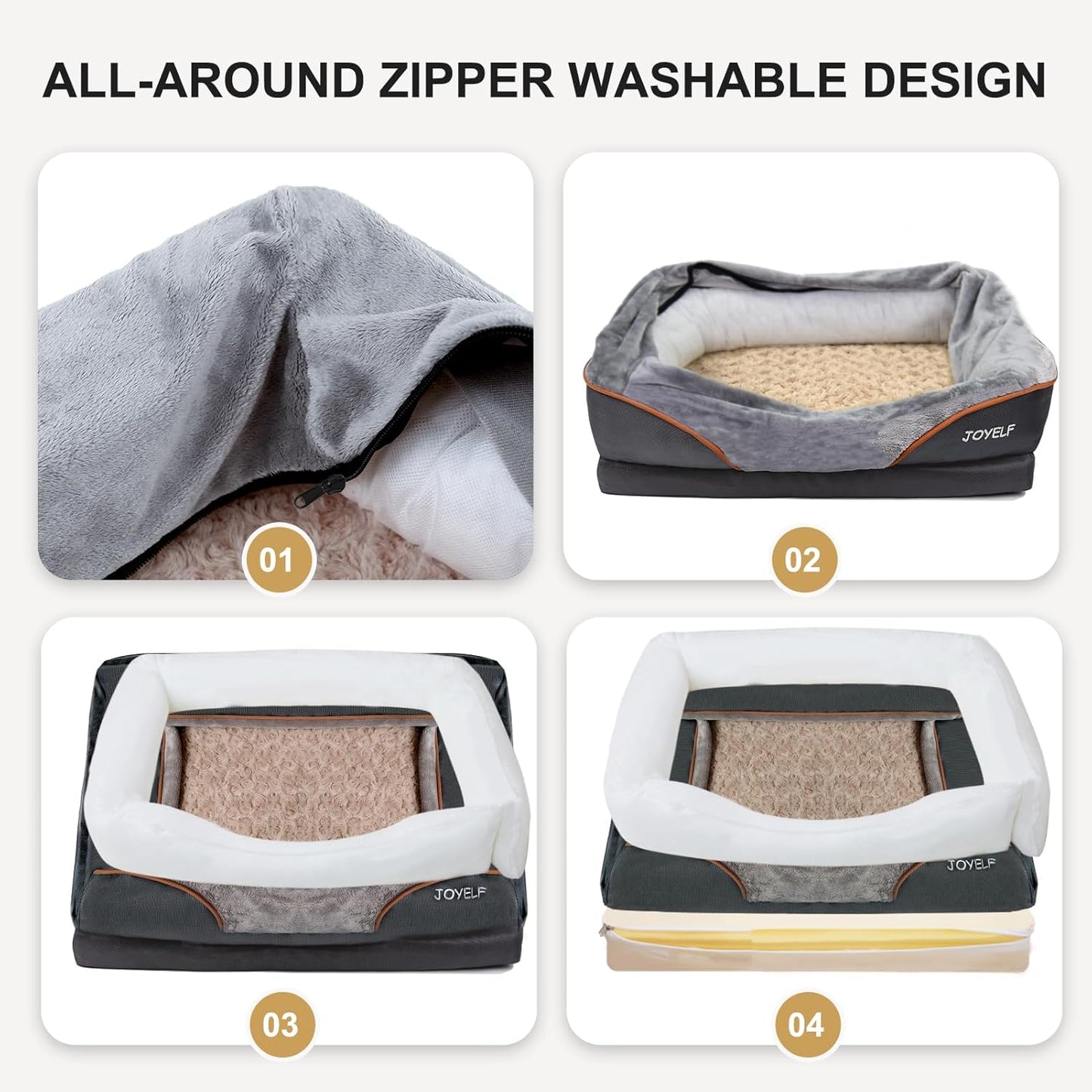 Orthopedic Memory Foam Dog Bed with Washable Cover – Large