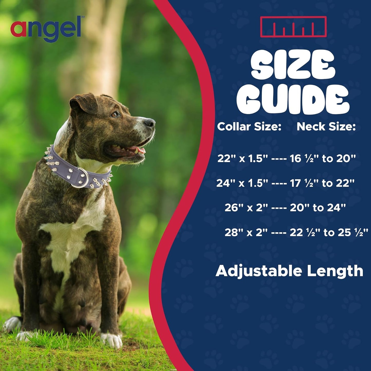 Spiked Leather Dog Collar for Large Dogs – Water-Resistant Thick Collar with D-Ring, 22 × 1.5 In (Chocolate Brown, 55.9 × 3.8 cm)