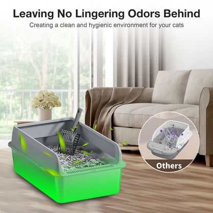 Stainless Steel Cat Litter Box for Large Cats (L), Dark Gray