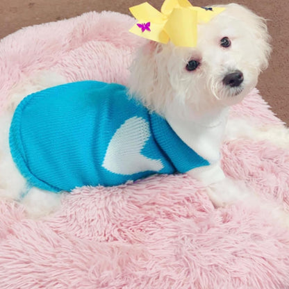 Dog Knit Sweater – Turtleneck Winter Pet Clothing (Sky Blue, M)