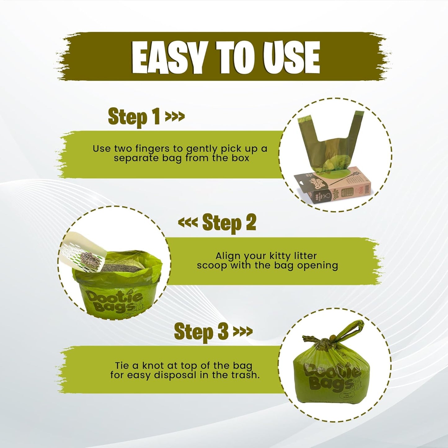 Large Leakproof Dog Poop Bags with Tie Handles | Pet Waste Cleanup