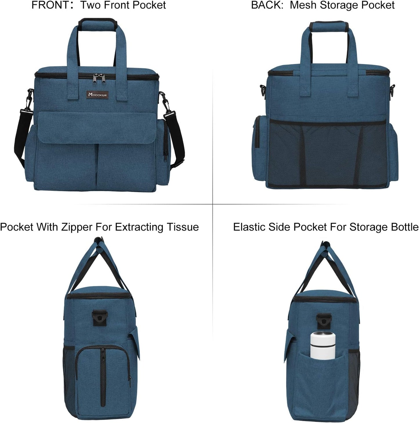 Dog Travel Bag Airline Approved with Food Containers & Bowls (Blue)