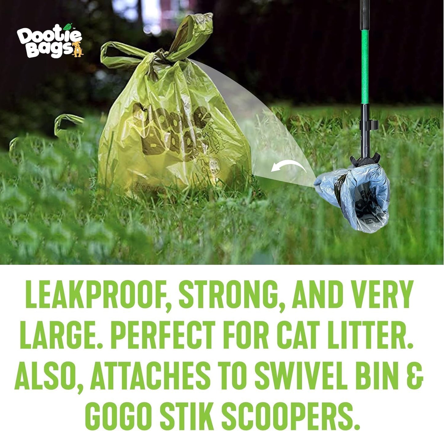 Large Leakproof Dog Poop Bags with Tie Handles | Pet Waste Cleanup