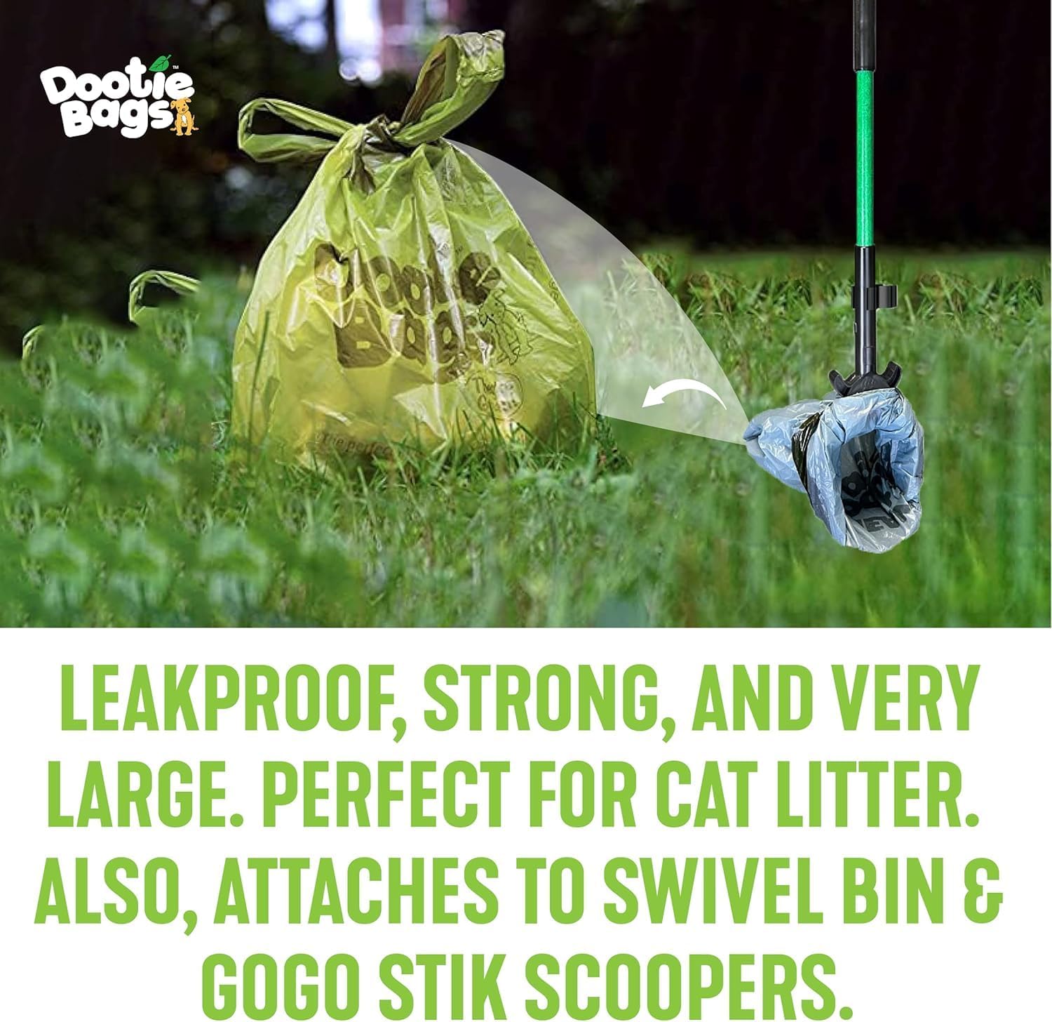 Large Leakproof Dog Poop Bags with Tie Handles | Pet Waste Cleanup