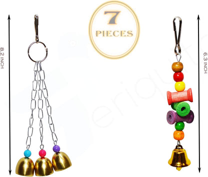 7-Piece Bird Toy Set for Small Parrots & Parakeets | Wood Swings & Perches