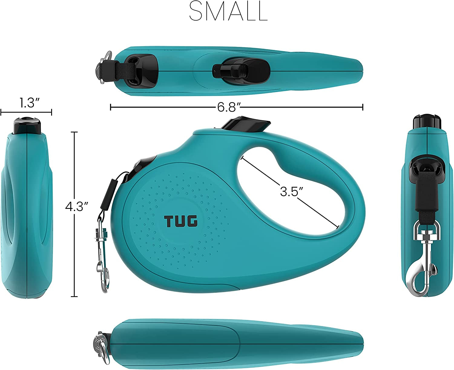 360° Tangle-Free Retractable Dog Leash 4.9 m – Small, Aqua