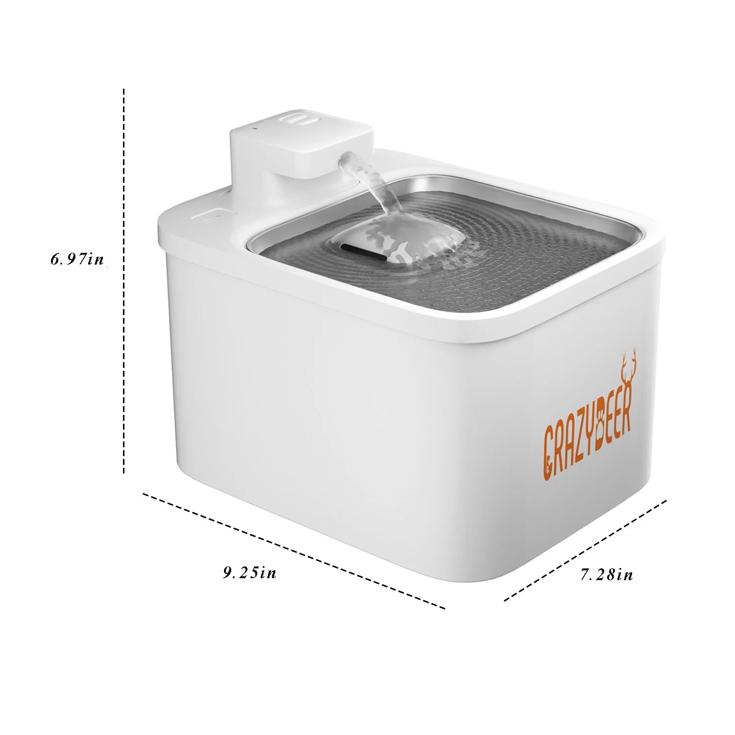 Pet Water Fountain (4L), Stainless Steel Wireless-Automatic Indoor Dispenser