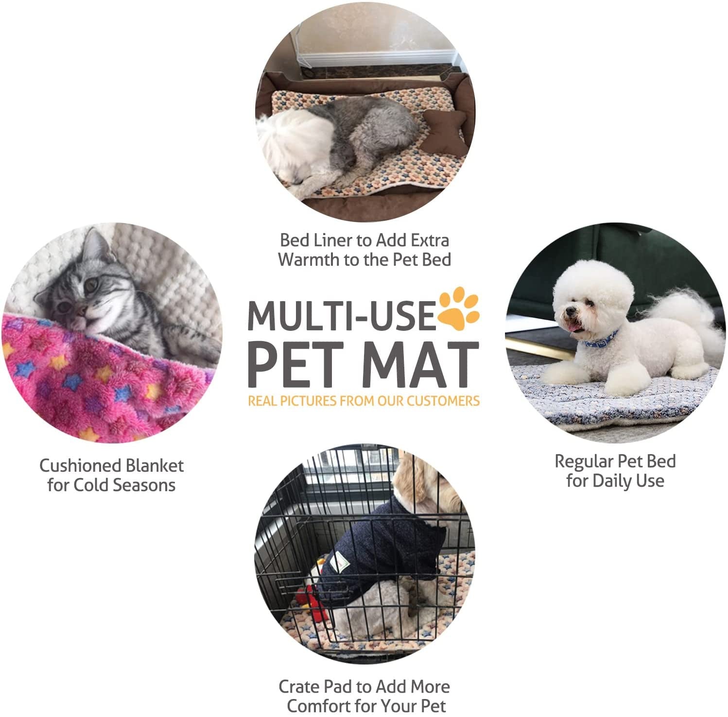 Dog Crate Pad – Ultra Soft Reversible Fleece Kennel Bed, 23 × 18 in (58×46 cm)