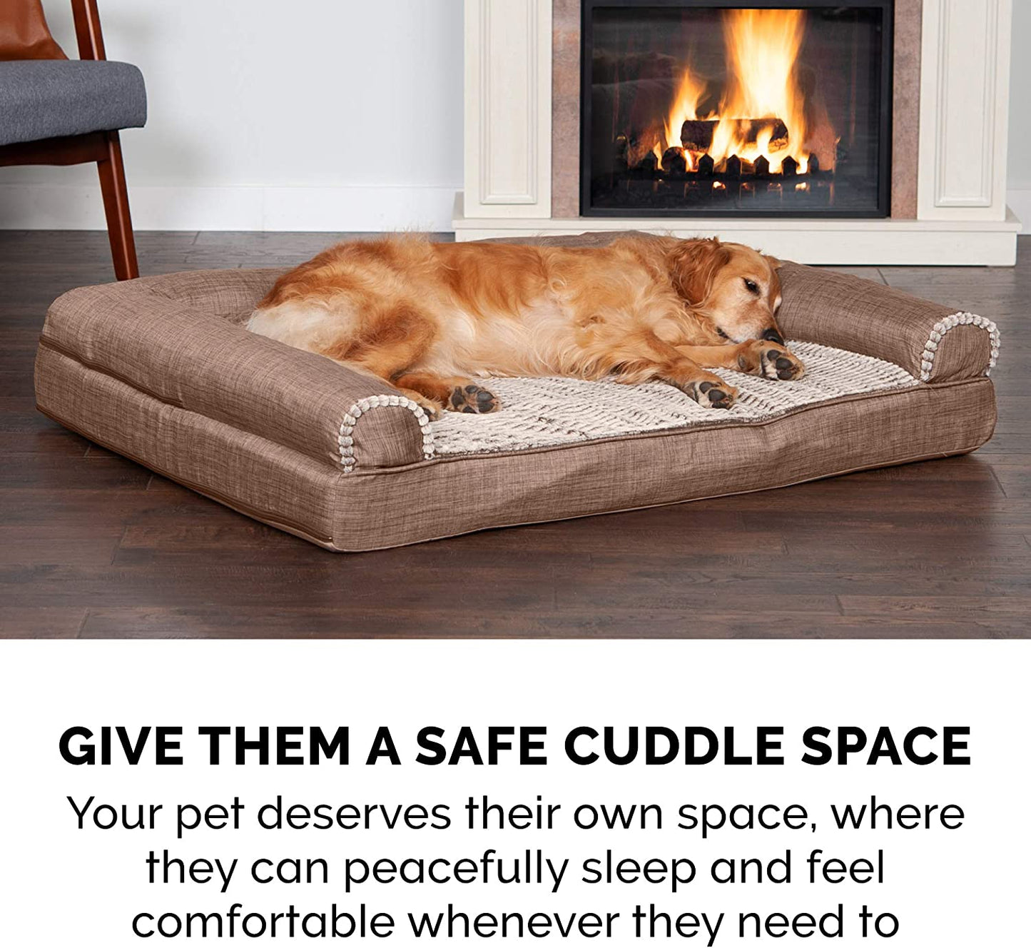 Cooling Gel Dog Bed with Bolsters & Washable Cover (Large)