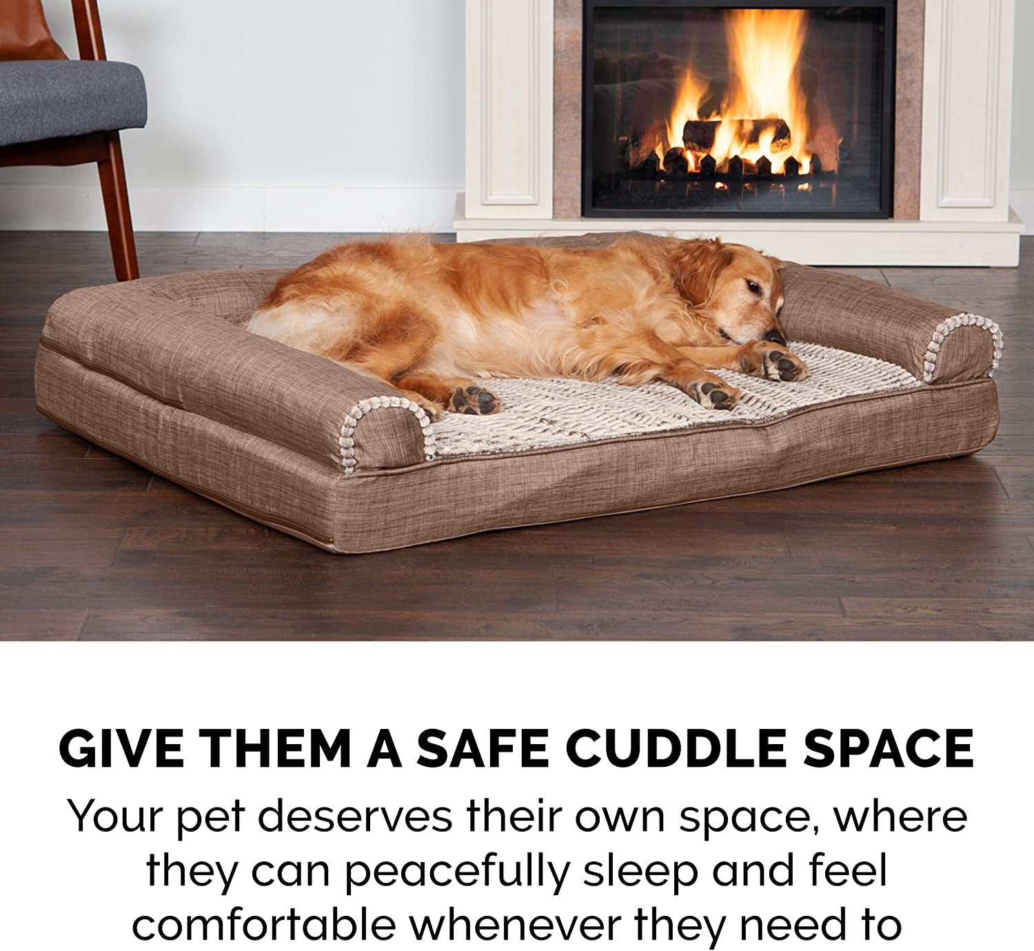 Cooling Gel Dog Bed with Bolsters & Washable Cover (Large)