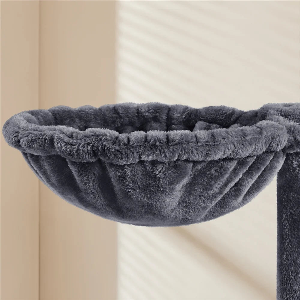 Cat Tree Tower with Hammock, Basket & Scratching Posts – Dark Gray, 54" (137 cm)