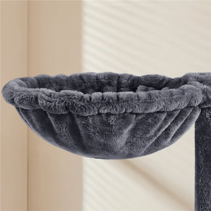 Cat Tree Tower with Hammock, Basket & Scratching Posts – Dark Gray, 54" (137 cm)