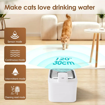 Pet Water Fountain (4L), Stainless Steel Wireless-Automatic Indoor Dispenser