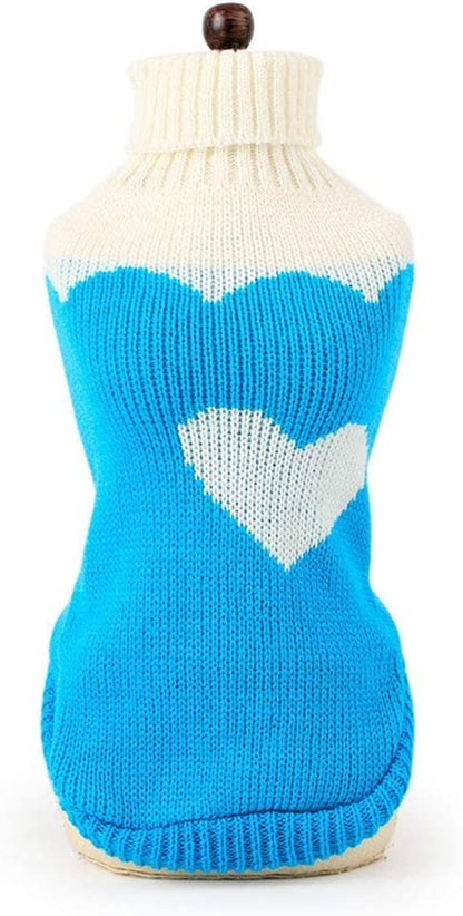 Dog Knit Sweater – Turtleneck Winter Pet Clothing (Sky Blue, M)