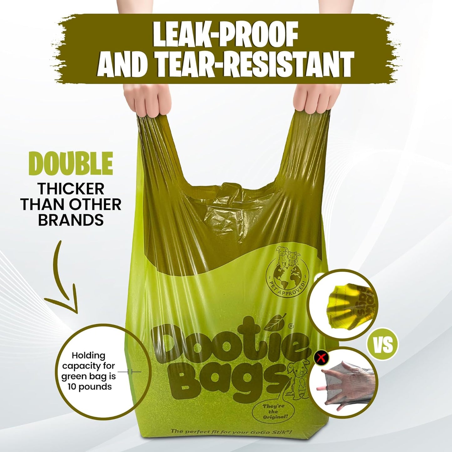Large Leakproof Dog Poop Bags with Tie Handles | Pet Waste Cleanup