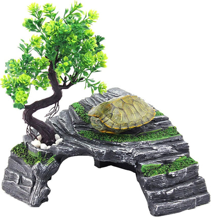 Reptile Hideout Cave & Basking Platform – Resin Rock Shelter