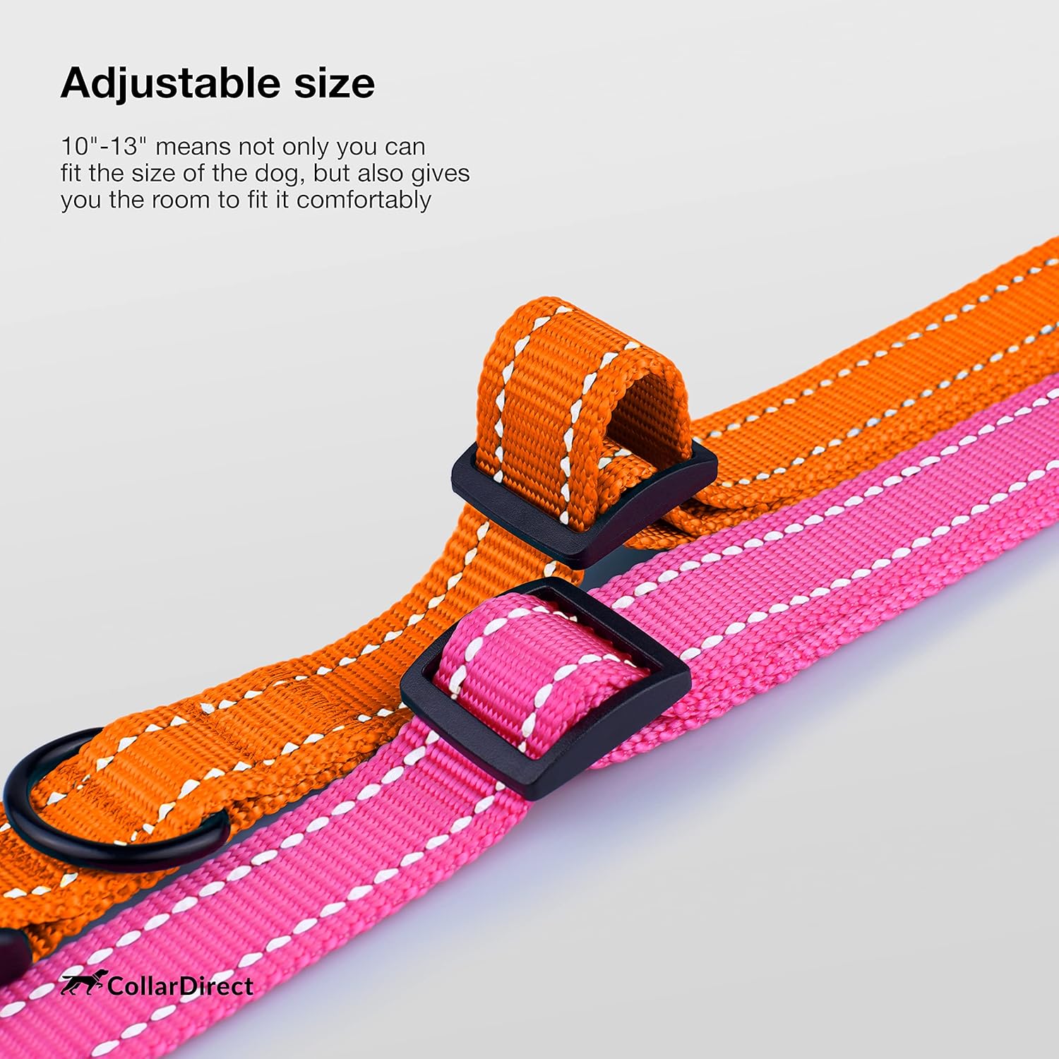 Reflective Nylon Dog Collar with Quick-Release (25–33 cm, Orange)