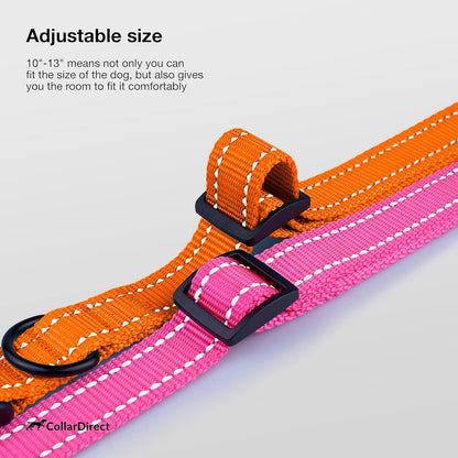Reflective Nylon Dog Collar with Quick-Release (25–33 cm, Orange)