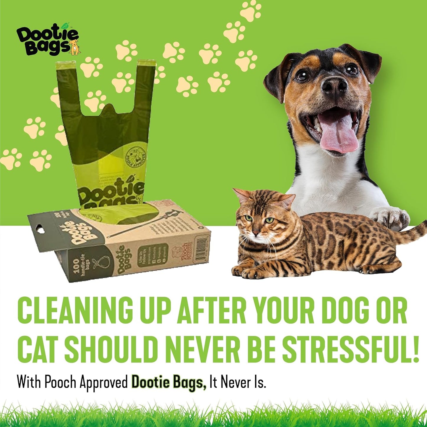 Large Leakproof Dog Poop Bags with Tie Handles | Pet Waste Cleanup