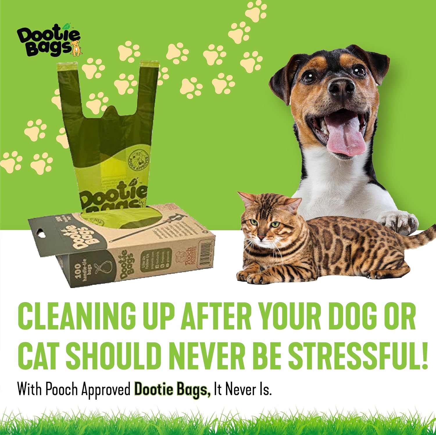 Large Leakproof Dog Poop Bags with Tie Handles | Pet Waste Cleanup