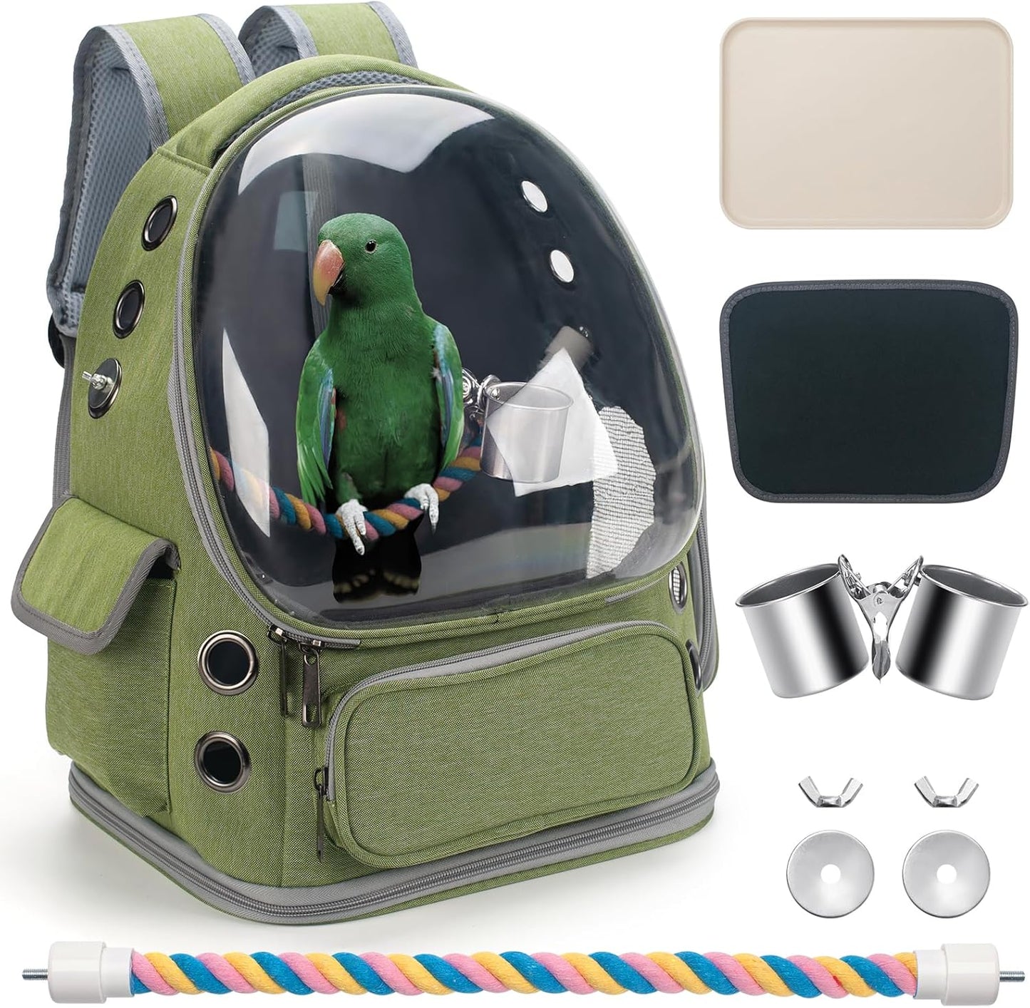 Bird Backpack Carrier with Perch & Clear Window for Travel