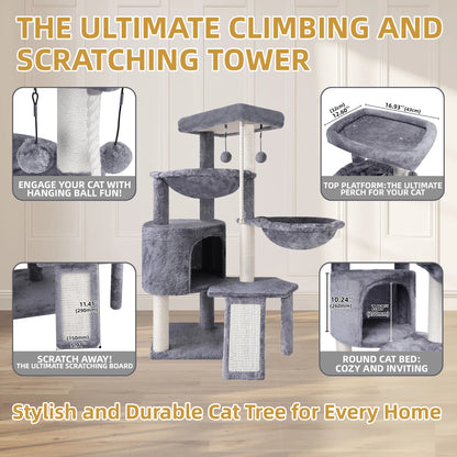 37.4" (95 см) Cat Tree – Tower with Scratching Posts & Condo