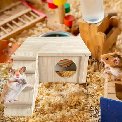 Wooden Hamster Hideout House for Syrian Hamsters