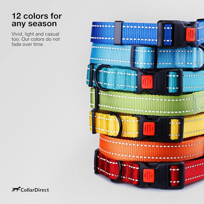 Reflective Nylon Dog Collar with Quick-Release (25–33 cm, Orange)