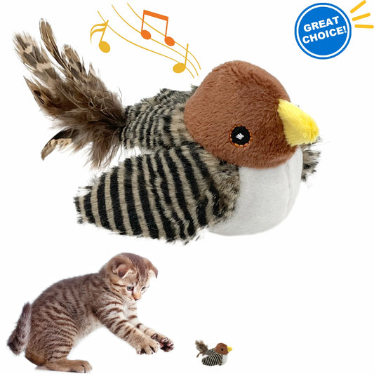 Interactive Electronic Cat Toy – Automatic Chirping Bird with Feather Tail
