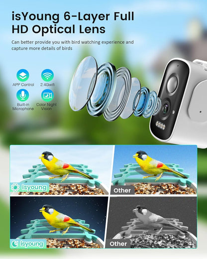 Smart Bird Feeder Camera with AI & Solar Power, 2K HD