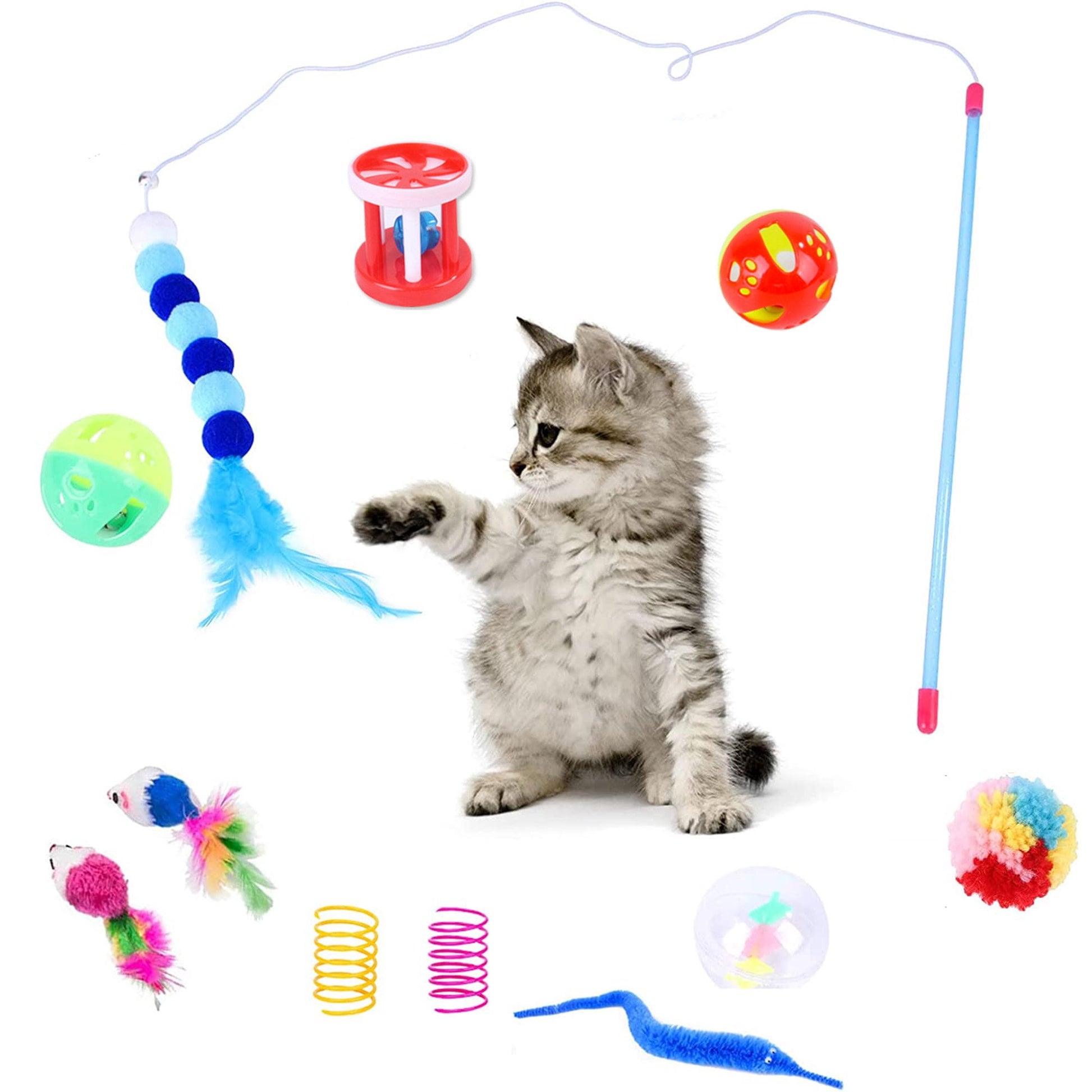 15-Piece Cat Toy Set with Tunnel – Interactive Kitten Toys