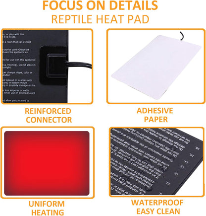 Reptile Heating Pad 6×8" (15×20 cm) – 8W Heat Mat, 2-Pack