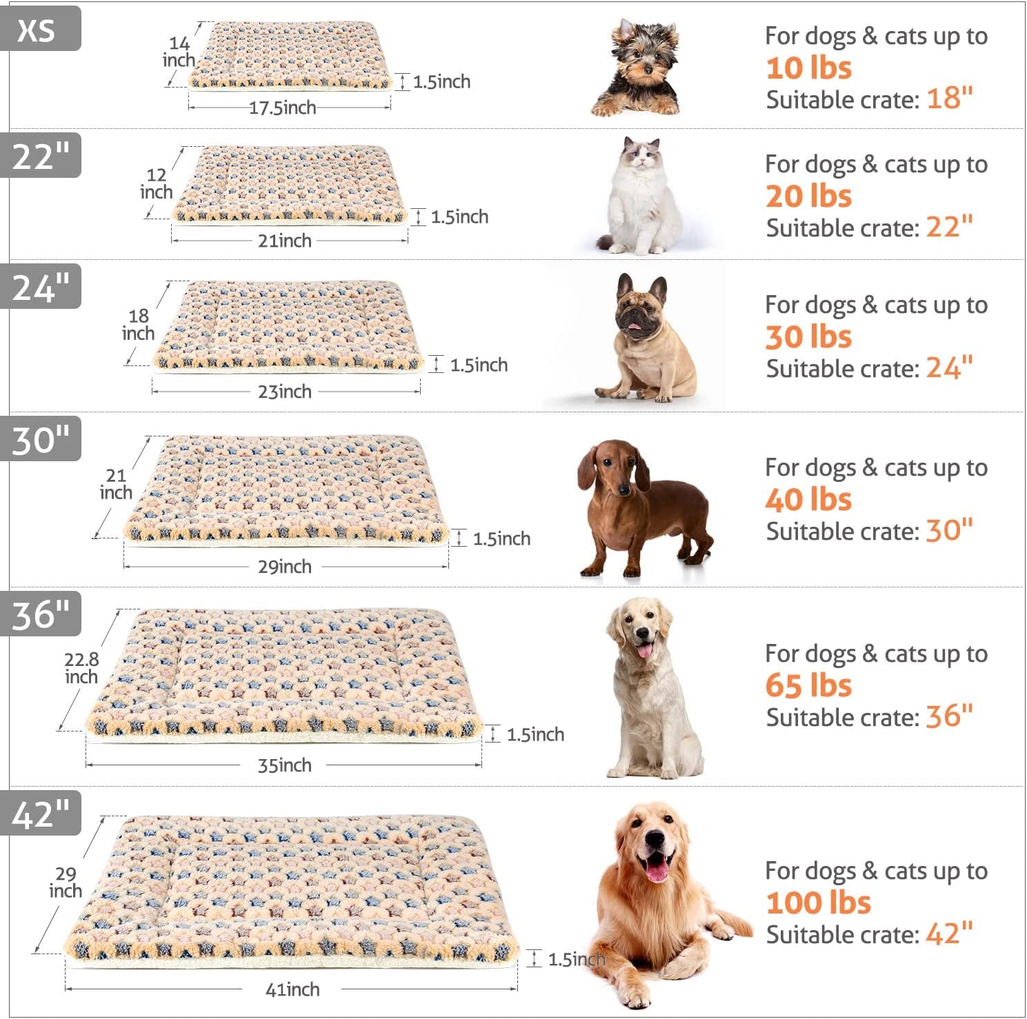 Dog Crate Pad – Ultra Soft Reversible Fleece Kennel Bed, 23 × 18 in (58×46 cm)
