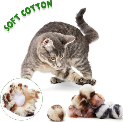 12-Pack Fuzzy Cat Pom Pom Balls – Interactive Plush Toys