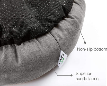 Calming Donut Pet Bed for Cats & Small Dogs, 20 in (50 cm), Washable Anti-Slip Bed – Grey