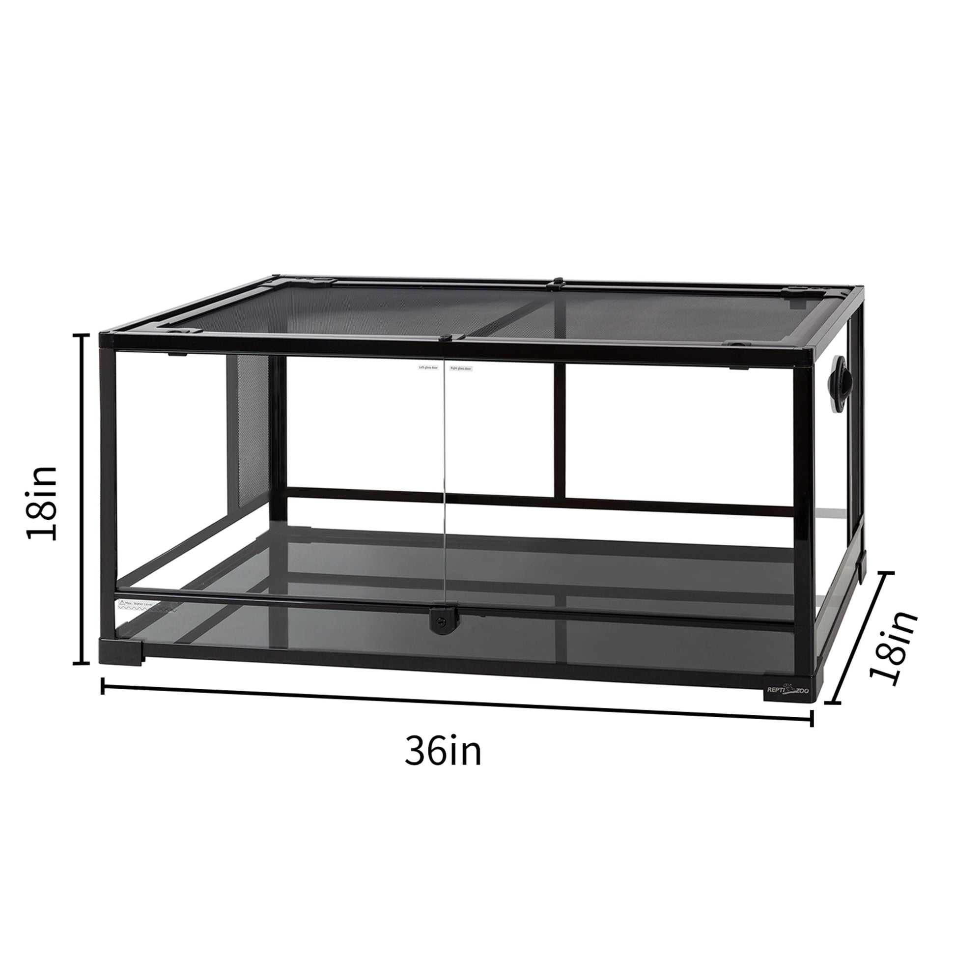 Repti-Zoo Glass Terrarium 36"×18"×18" (91×46×46 cm) – Black