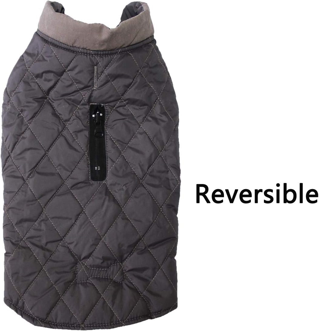 Reversible Waterproof Dog Coat for Small Dogs – Winter Jacket (S, Grey)