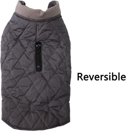 Reversible Waterproof Dog Coat for Small Dogs – Winter Jacket (S, Grey)