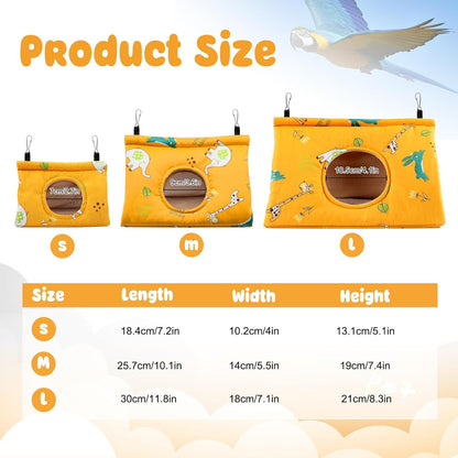 Winter Warm Bird Nest House – Plush Hanging Hut for Parrots & Parakeets (Yellow)